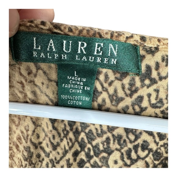 Lauren Ralph Lauren Women’s L Large Snake Print Ruffle Neck Tank Top Sexy Mob - Picture 3 of 9